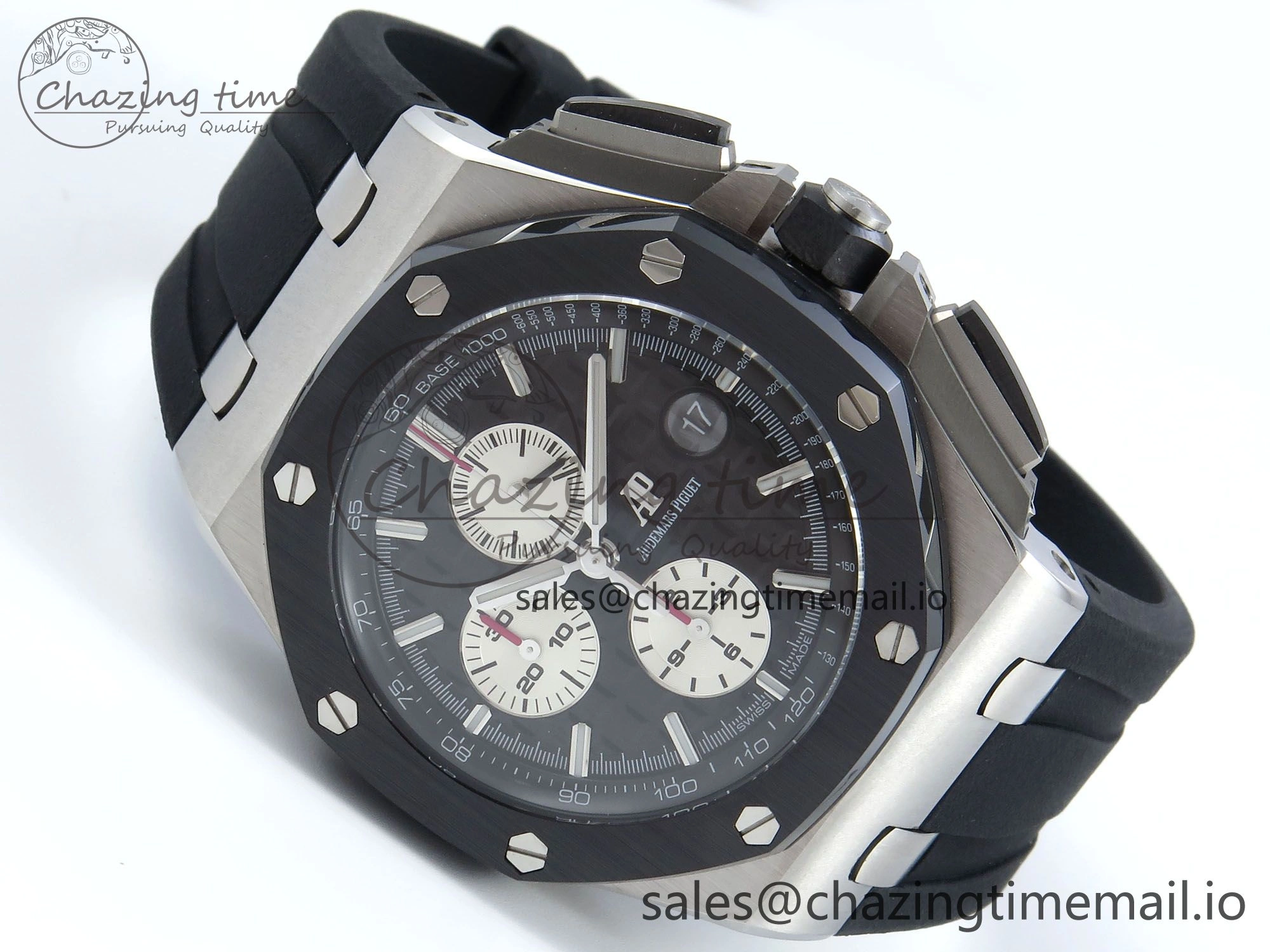 Royal Oak Offshore SS APF Best Edition Black White Dial on Black Rubber Strap A3126
