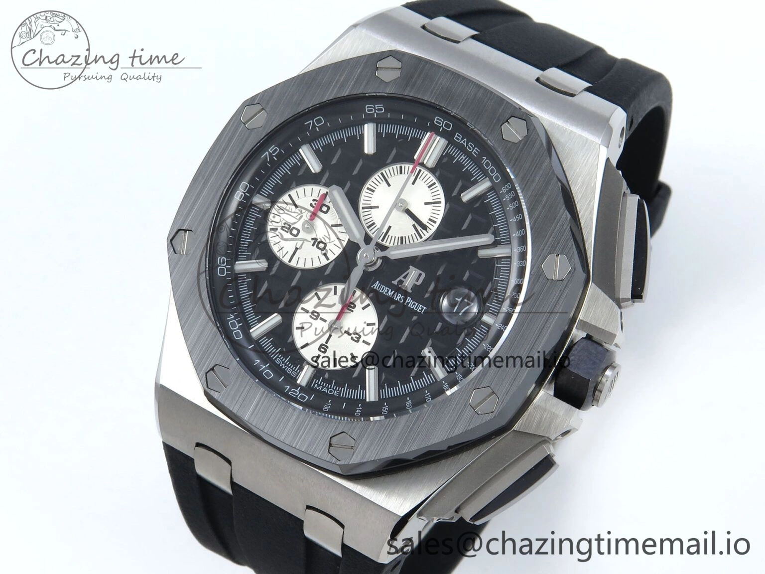 Royal Oak Offshore SS APF Best Edition Black White Dial on Black Rubber Strap A3126