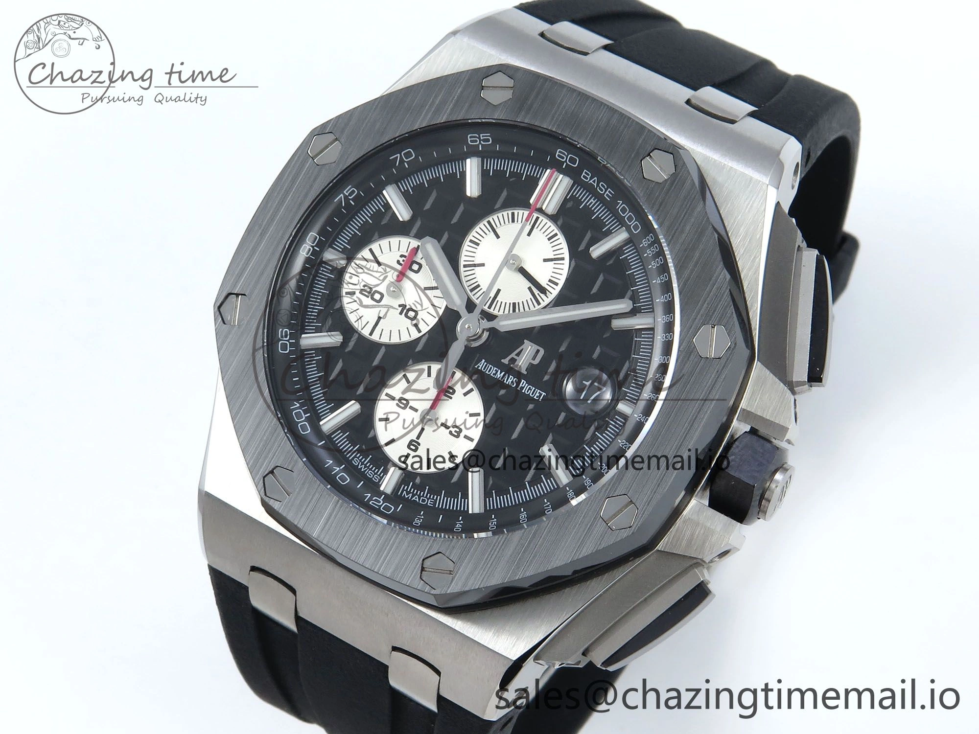 Royal Oak Offshore SS APF Best Edition Black White Dial on Black Rubber Strap A3126