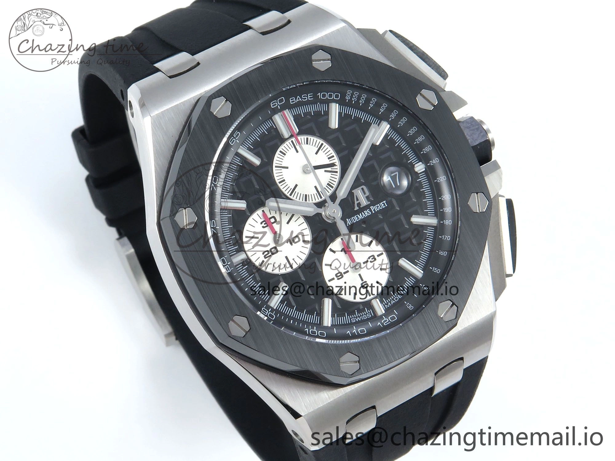 Royal Oak Offshore SS APF Best Edition Black White Dial on Black Rubber Strap A3126