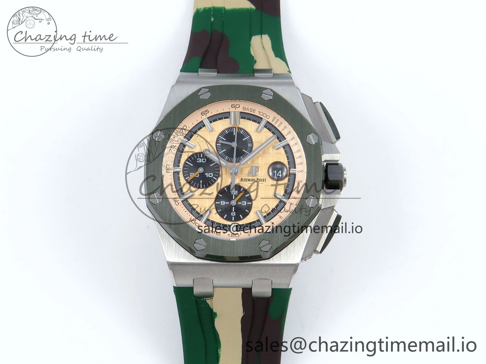 Royal Oak Offshore SS APF Best Edition Cream Dial on Green Camou Rubber Strap A3126