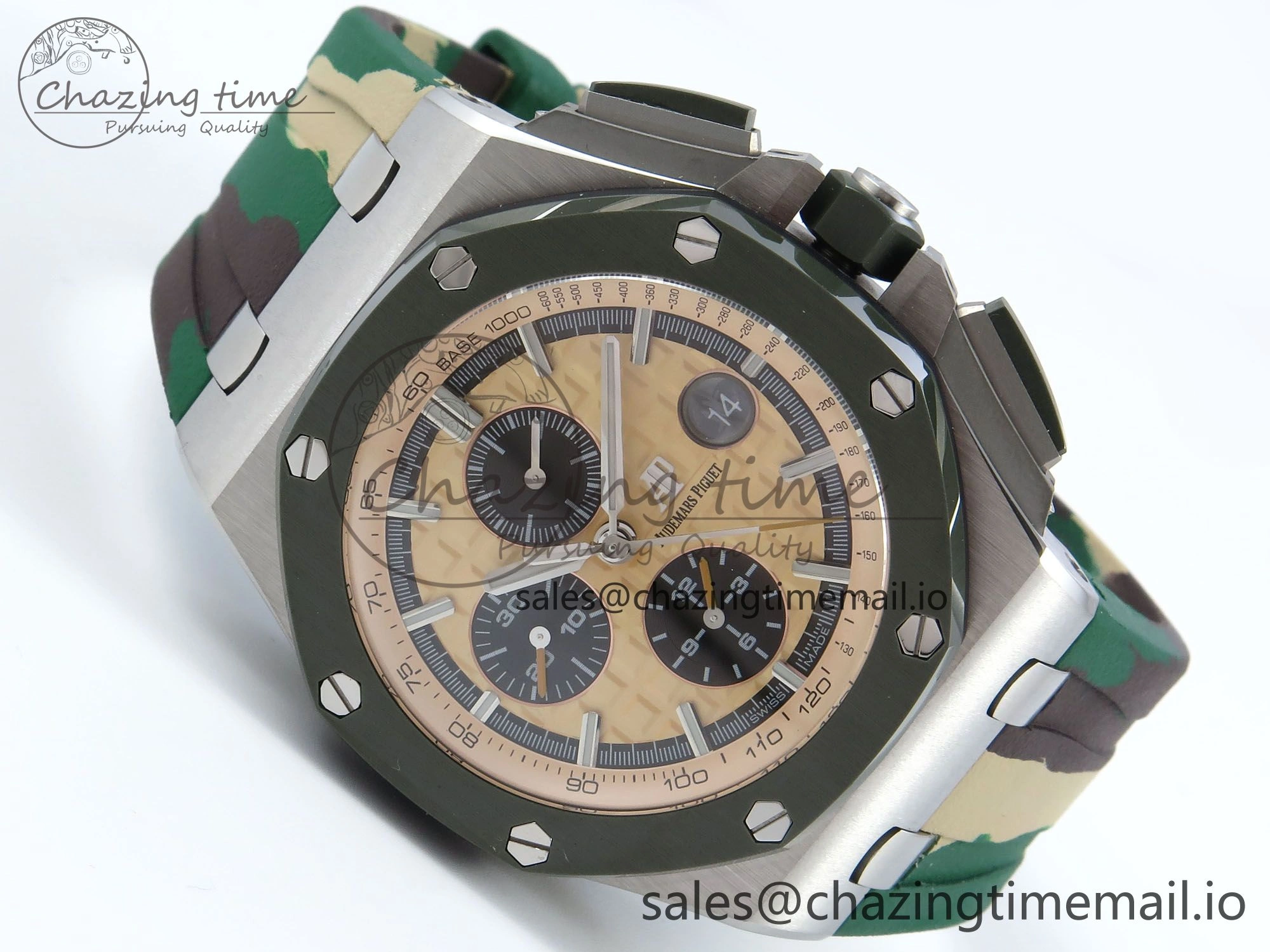 Royal Oak Offshore SS APF Best Edition Cream Dial on Green Camou Rubber Strap A3126