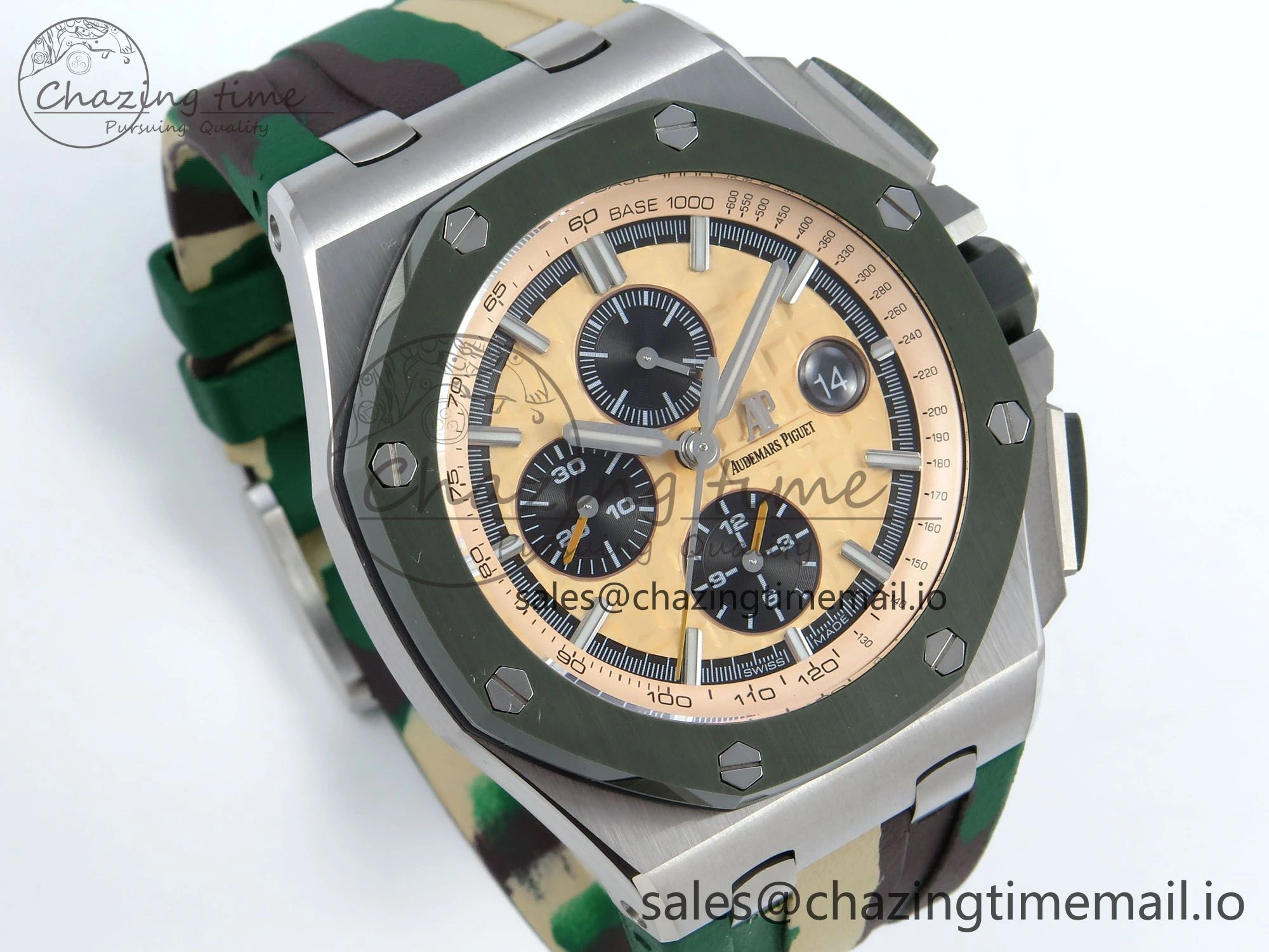 Royal Oak Offshore SS APF Best Edition Cream Dial on Green Camou Rubber Strap A3126