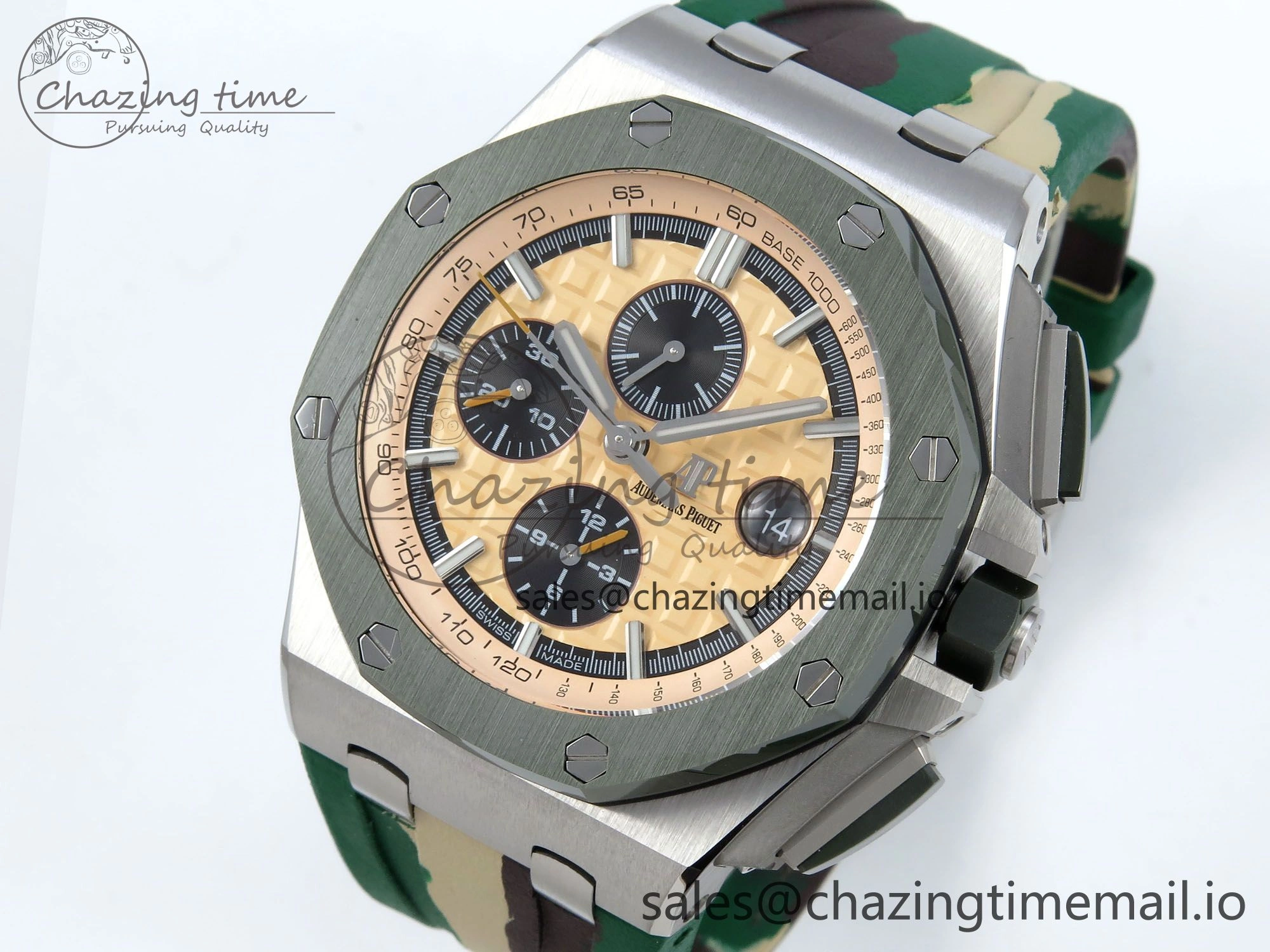 Royal Oak Offshore SS APF Best Edition Cream Dial on Green Camou Rubber Strap A3126