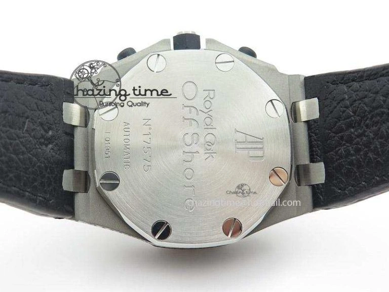 Royal Oak Offshore SS Full Paved Diamonds JF Best Edition on Black Leather Strap A7750