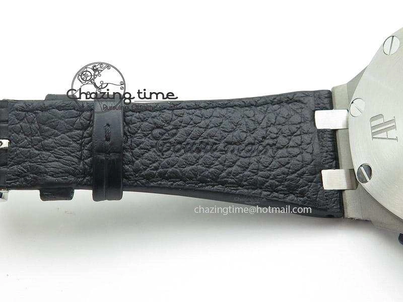 Royal Oak Offshore SS Full Paved Diamonds JF Best Edition on Black Leather Strap A7750