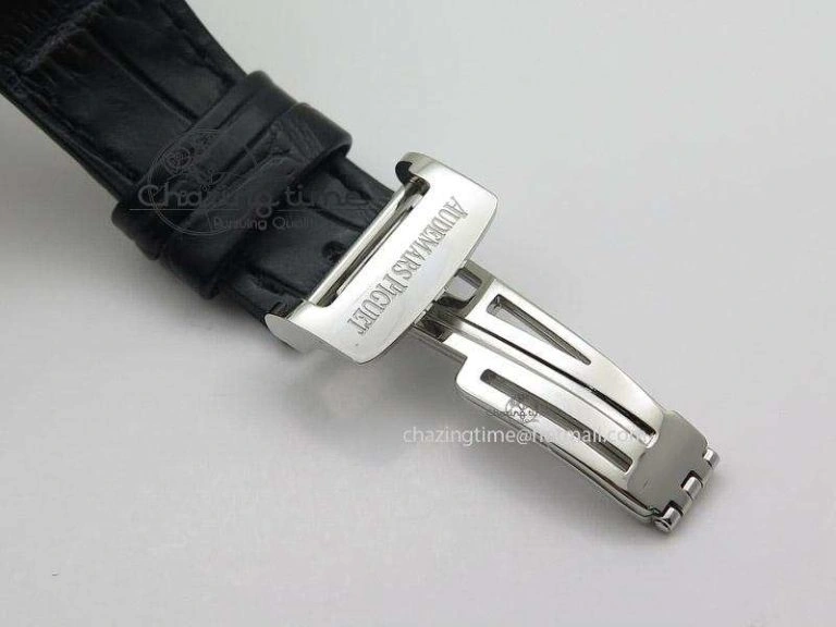 Royal Oak Offshore SS Full Paved Diamonds JF Best Edition on Black Leather Strap A7750