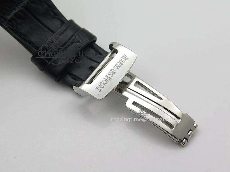 Royal Oak Offshore SS Full Paved Diamonds JF Best Edition on Black Leather Strap A7750