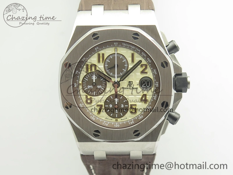 Royal Oak Offshore Safari 2014 JF On Brown Leather Strap A3126 V2 w Cyclops And DW Mod (Free Rubber Strap)