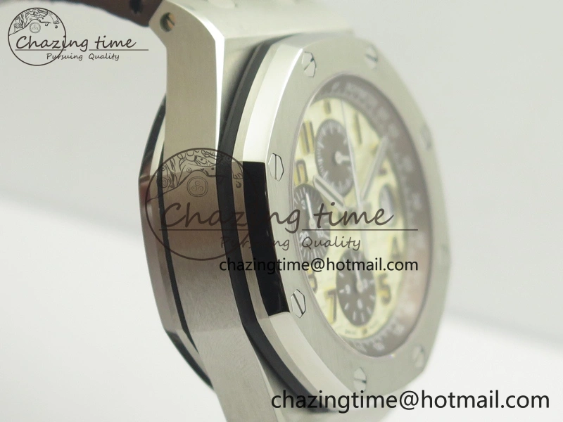 Royal Oak Offshore Safari 2014 JF On Brown Leather Strap A3126 V2 w Cyclops And DW Mod (Free Rubber Strap)