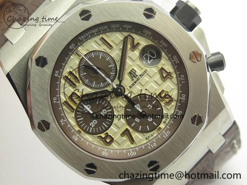 Royal Oak Offshore Safari 2014 JF On Brown Leather Strap A3126 V2 w Cyclops And DW Mod (Free Rubber Strap)