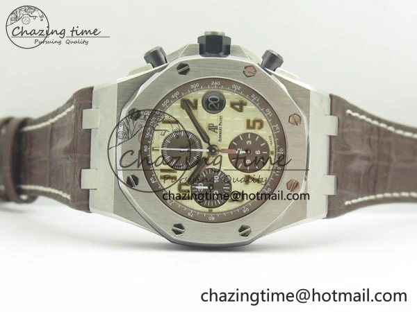 Royal Oak Offshore Safari 2014 JF On Brown Leather Strap A3126 V2 w Cyclops And DW Mod (Free Rubber Strap)
