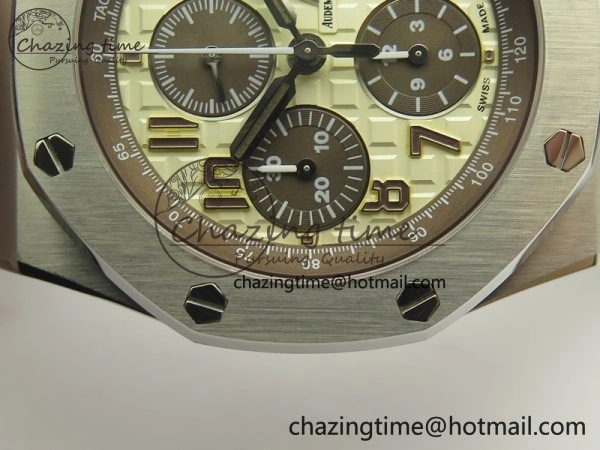 Royal Oak Offshore Safari 2014 JF On Brown Leather Strap A3126 V2 w Cyclops And DW Mod (Free Rubber Strap)