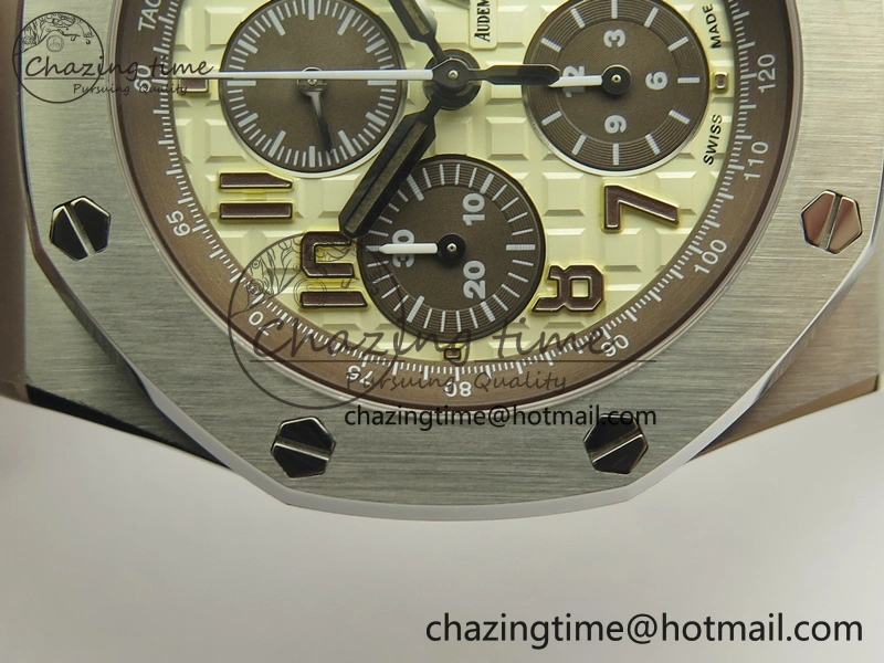 Royal Oak Offshore Safari 2014 JF On Brown Leather Strap A3126 V2 w Cyclops And DW Mod (Free Rubber Strap)