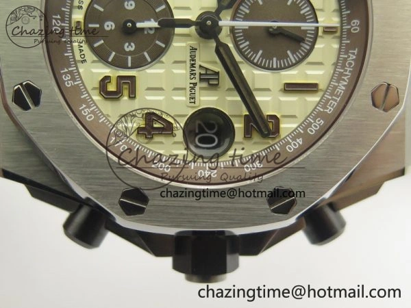 Royal Oak Offshore Safari 2014 JF On Brown Leather Strap A3126 V2 w Cyclops And DW Mod (Free Rubber Strap)