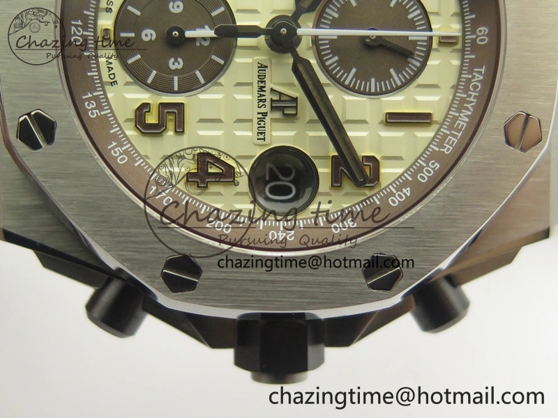Royal Oak Offshore Safari 2014 JF On Brown Leather Strap A3126 V2 w Cyclops And DW Mod (Free Rubber Strap)