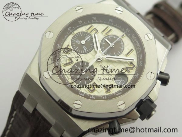 Royal Oak Offshore Safari 2014 JF On Brown Leather Strap A3126 V2 w Cyclops And DW Mod (Free Rubber Strap)