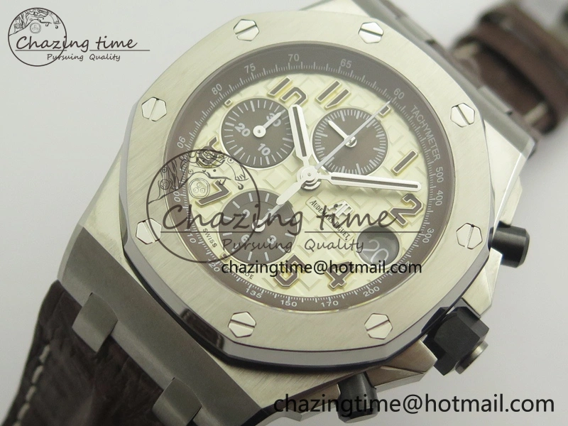 Royal Oak Offshore Safari 2014 JF On Brown Leather Strap A3126 V2 w Cyclops And DW Mod (Free Rubber Strap)