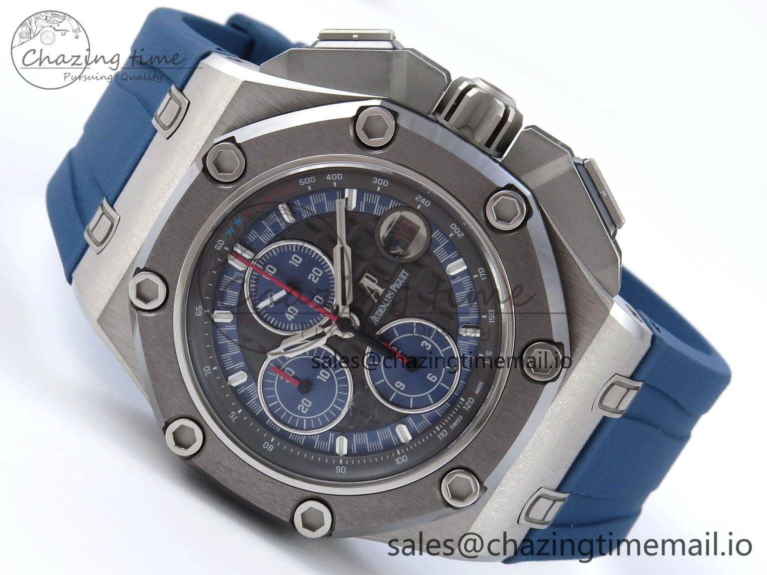 Royal Oak Offshore Schumacher SS TKF Best Edition Gray Blue Dial on Blue Rubber Strap A3126