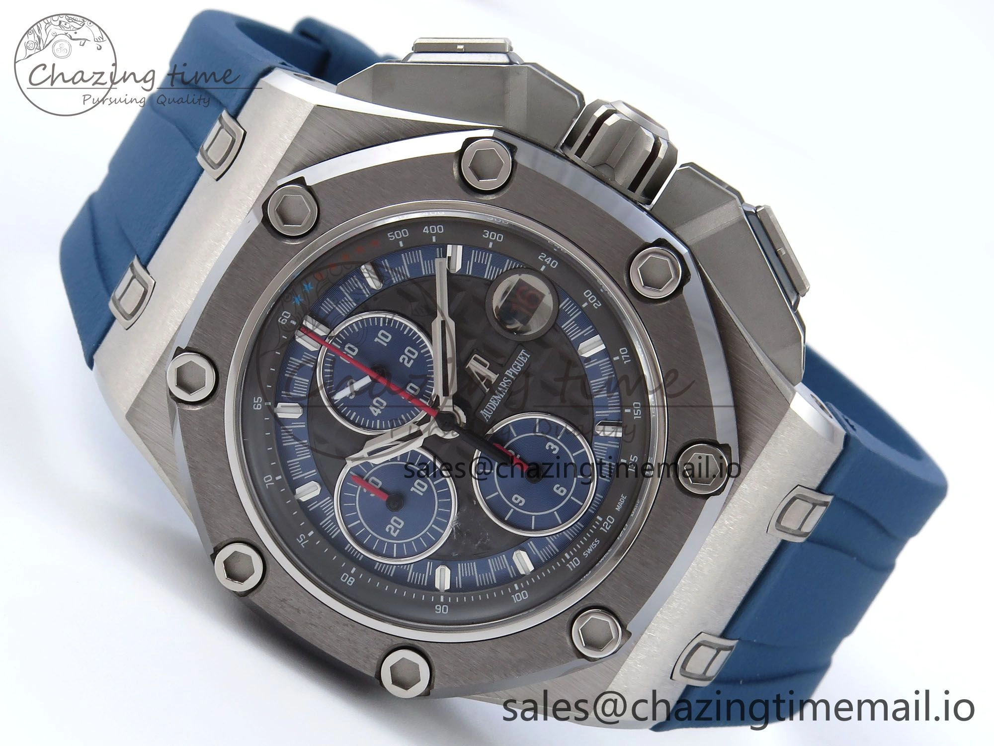 Royal Oak Offshore Schumacher SS TKF Best Edition Gray Blue Dial on Blue Rubber Strap A3126