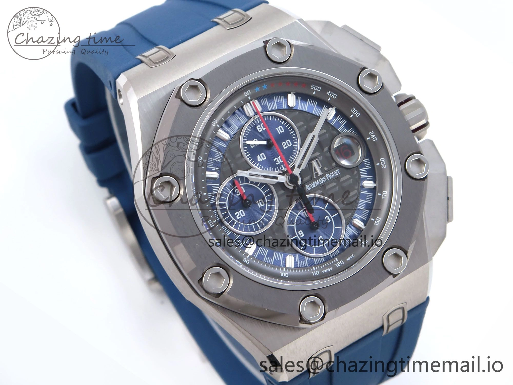 Royal Oak Offshore Schumacher SS TKF Best Edition Gray Blue Dial on Blue Rubber Strap A3126