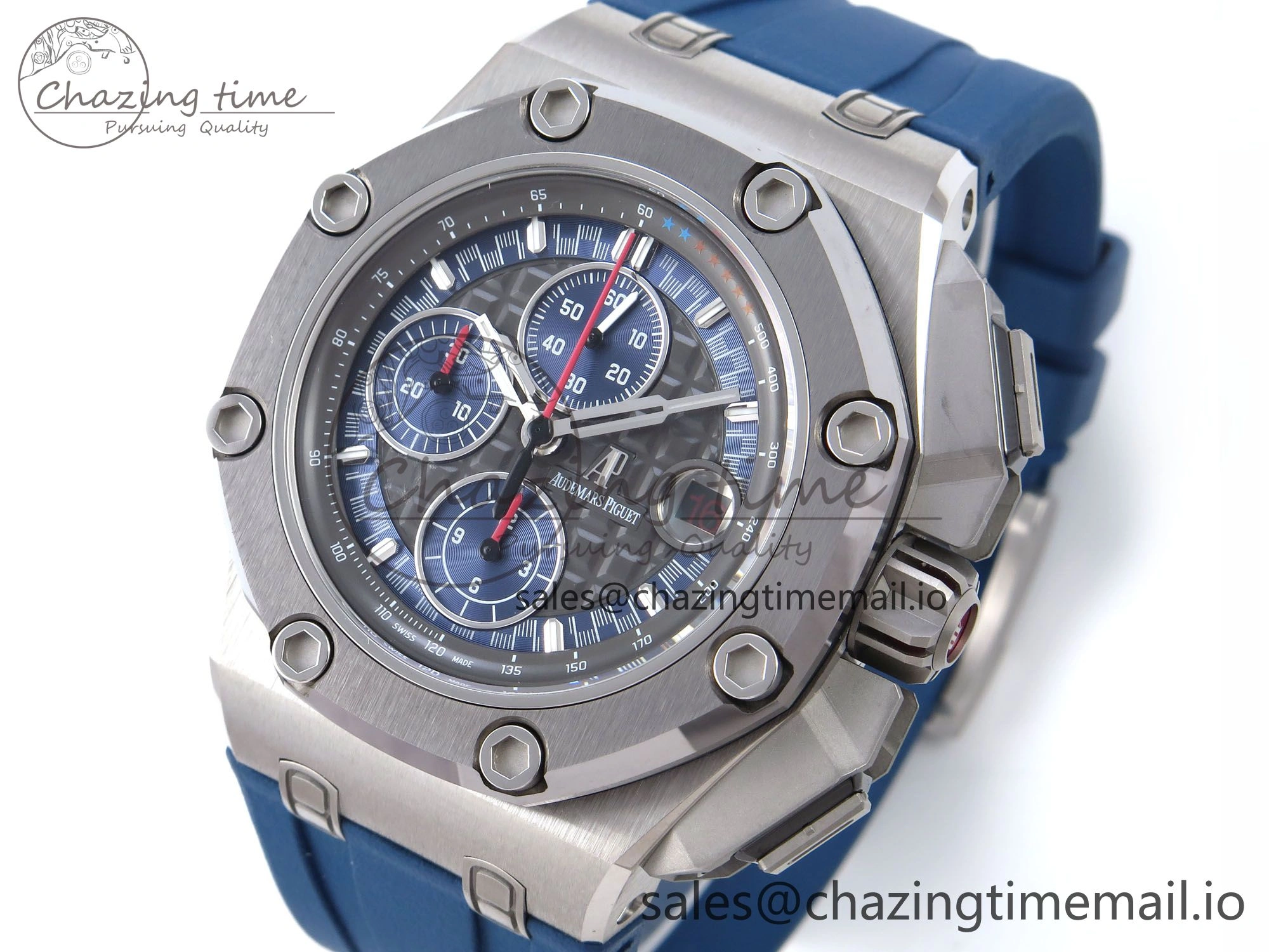 Royal Oak Offshore Schumacher SS TKF Best Edition Gray Blue Dial on Blue Rubber Strap A3126