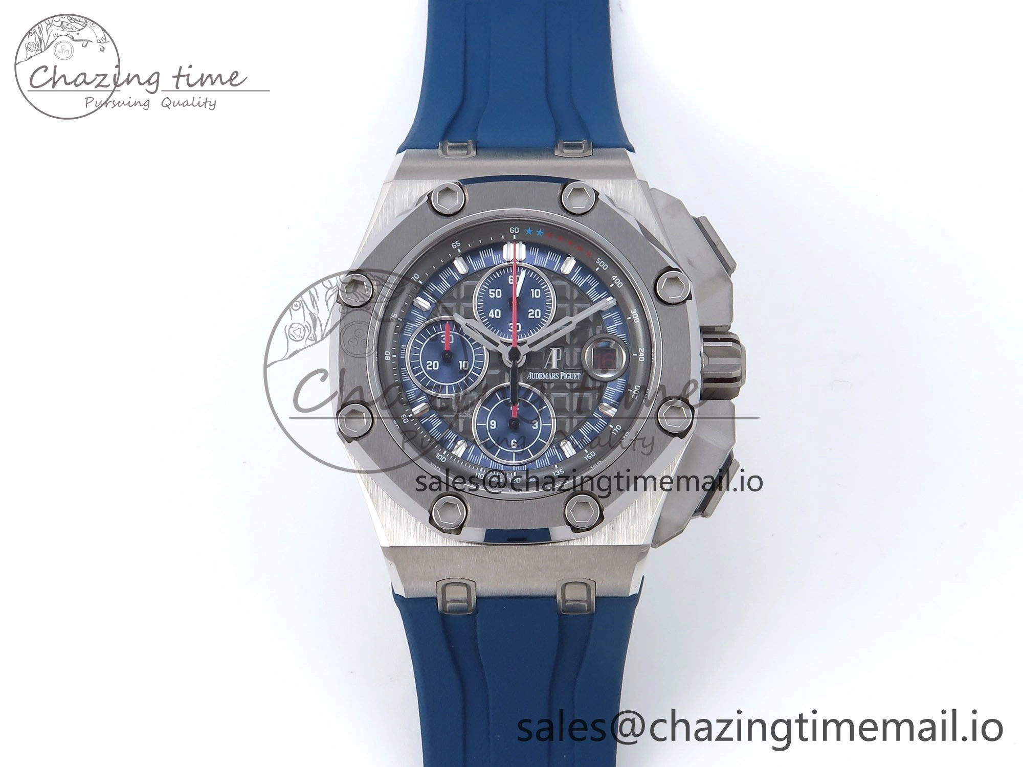 Royal Oak Offshore Schumacher SS TKF Best Edition Gray Blue Dial on Blue Rubber Strap A3126