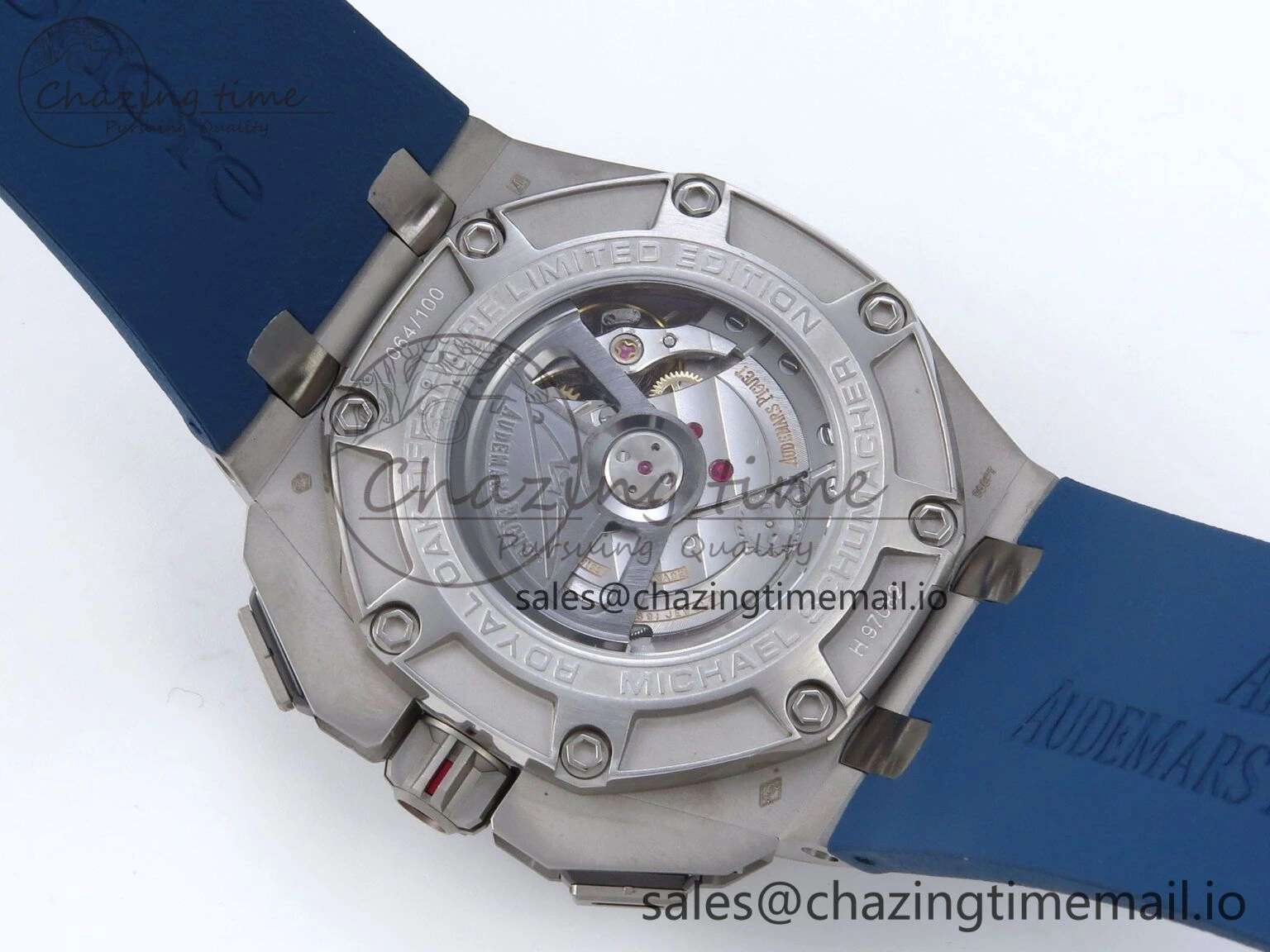 Royal Oak Offshore Schumacher SS TKF Best Edition Gray Blue Dial on Blue Rubber Strap A3126
