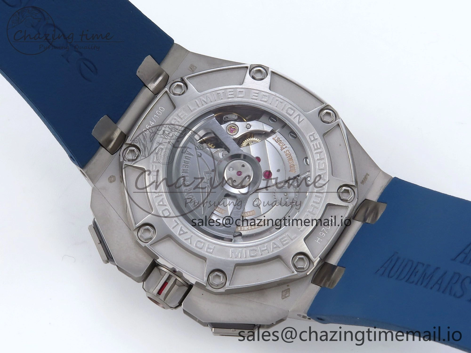 Royal Oak Offshore Schumacher SS TKF Best Edition Gray Blue Dial on Blue Rubber Strap A3126