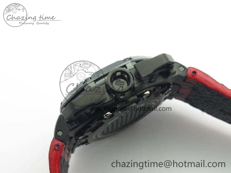Royal Oak Offshore Survivor DLC Noob 1:1 Best Edition Black Dial On Red Leather Strap (Free Rubber Strap)