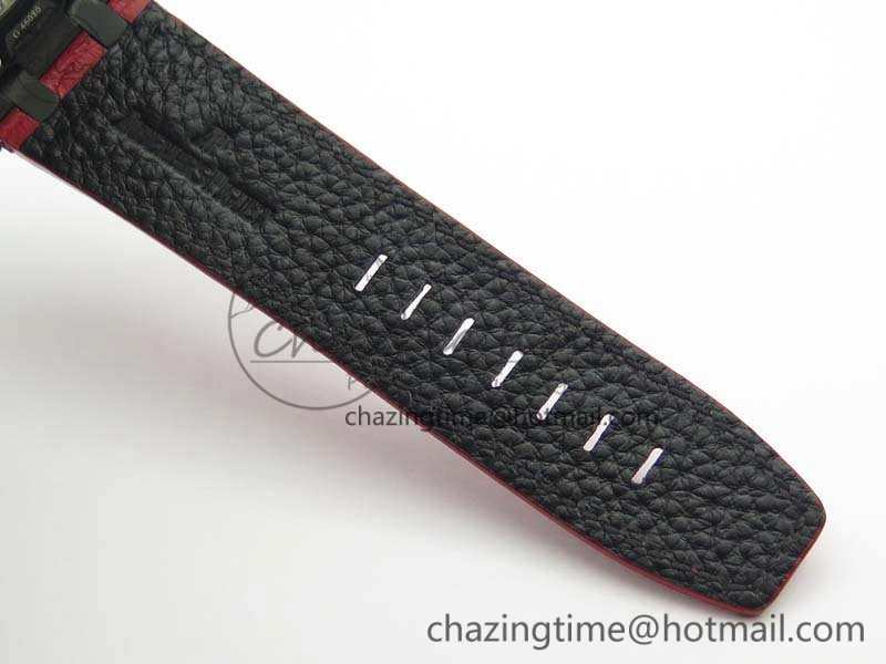 Royal Oak Offshore Survivor DLC Noob 1:1 Best Edition Black Dial On Red Leather Strap (Free Rubber Strap)
