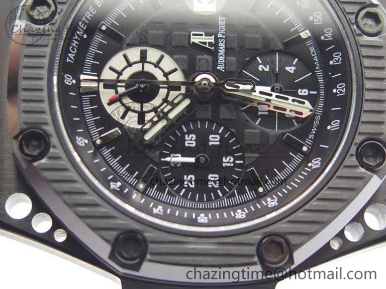 Royal Oak Offshore Survivor DLC Noob 1:1 Best Edition Black Dial On Red Leather Strap (Free Rubber Strap)