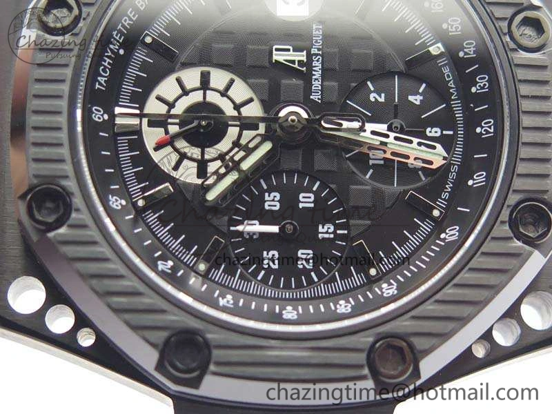Royal Oak Offshore Survivor DLC Noob 1:1 Best Edition Black Dial On Red Leather Strap (Free Rubber Strap)