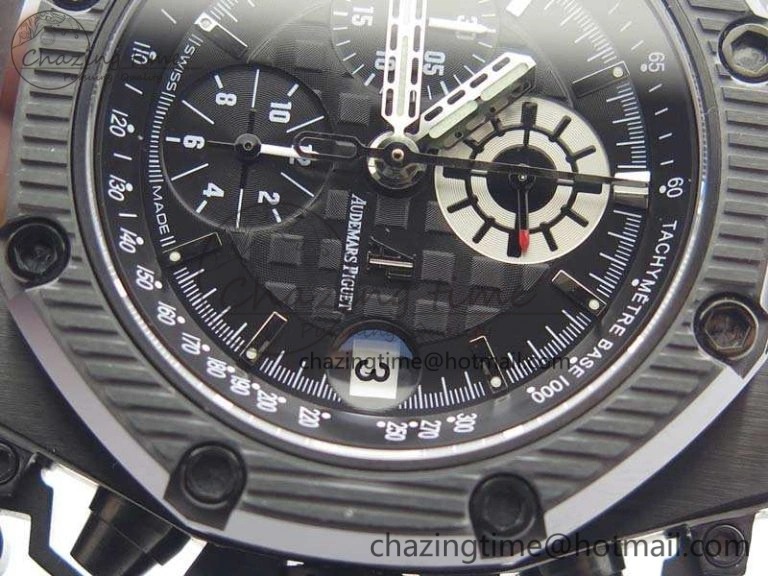 Royal Oak Offshore Survivor DLC Noob 1:1 Best Edition Black Dial On Red Leather Strap (Free Rubber Strap)