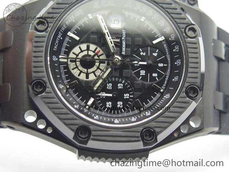 Royal Oak Offshore Survivor DLC Noob 1:1 Best Edition Black Dial On Rubber Strap (Free Black Leather Strap)