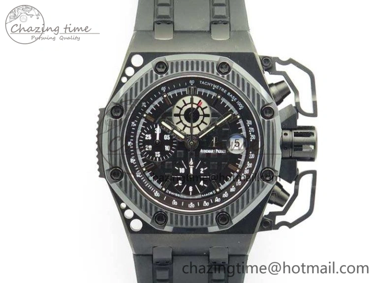 Royal Oak Offshore Survivor DLC Noob 1:1 Best Edition Black Dial On Rubber Strap (Free Black Leather Strap)