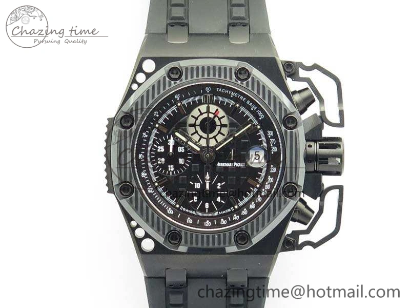 Royal Oak Offshore Survivor DLC Noob 1:1 Best Edition Black Dial On Rubber Strap (Free Black Leather Strap)