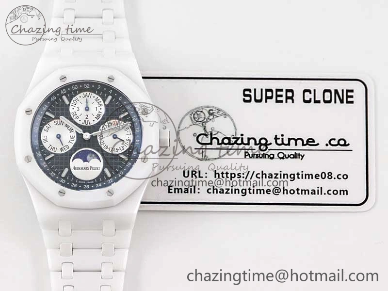Royal Oak Perpetual Calendar 26579cb White Ceramic APSF Best Edition on Ceramic Bracelet A5134 (CHS)