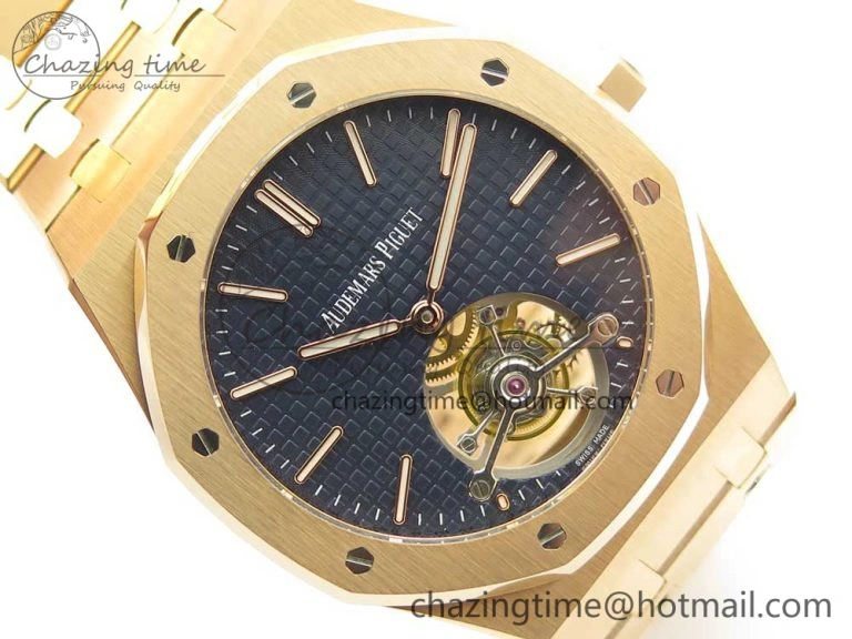 Royal Oak Tourbillon Extra-thin RG JF 1:1 Best Edition Blue Textured Dial on RG Bracelet