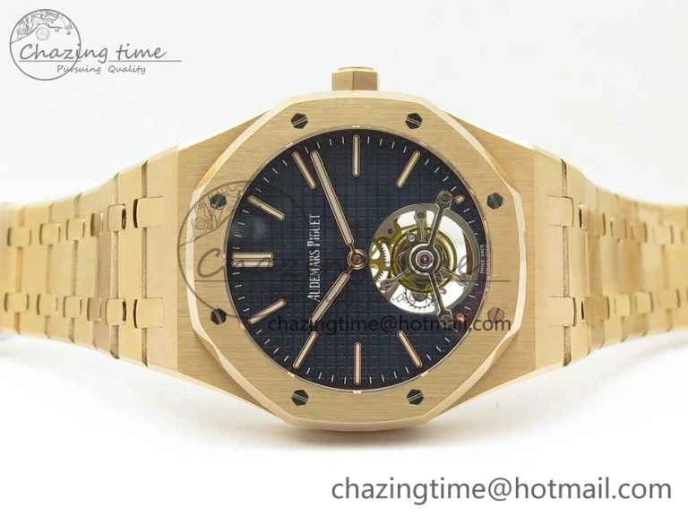 Royal Oak Tourbillon Extra-thin RG JF 1:1 Best Edition Blue Textured Dial on RG Bracelet