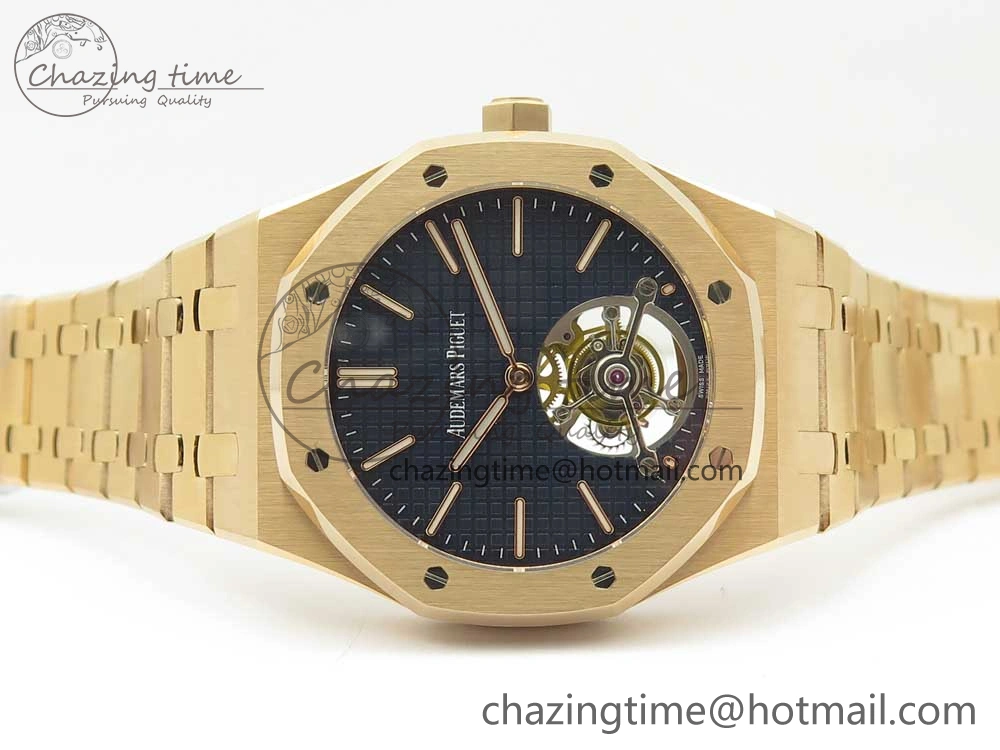 Royal Oak Tourbillon Extra-thin RG JF 1:1 Best Edition Blue Textured Dial on RG Bracelet