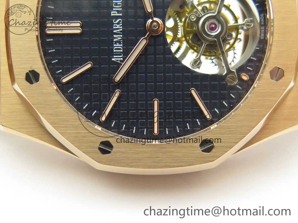 Royal Oak Tourbillon Extra-thin RG JF 1:1 Best Edition Blue Textured Dial on RG Bracelet