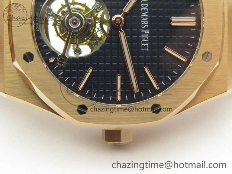 Royal Oak Tourbillon Extra-thin RG JF 1:1 Best Edition Blue Textured Dial on RG Bracelet