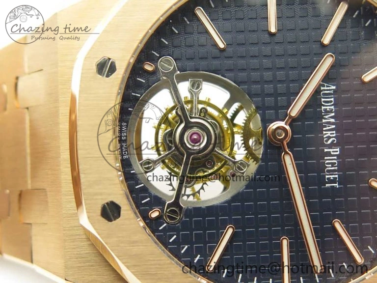 Royal Oak Tourbillon Extra-thin RG JF 1:1 Best Edition Blue Textured Dial on RG Bracelet