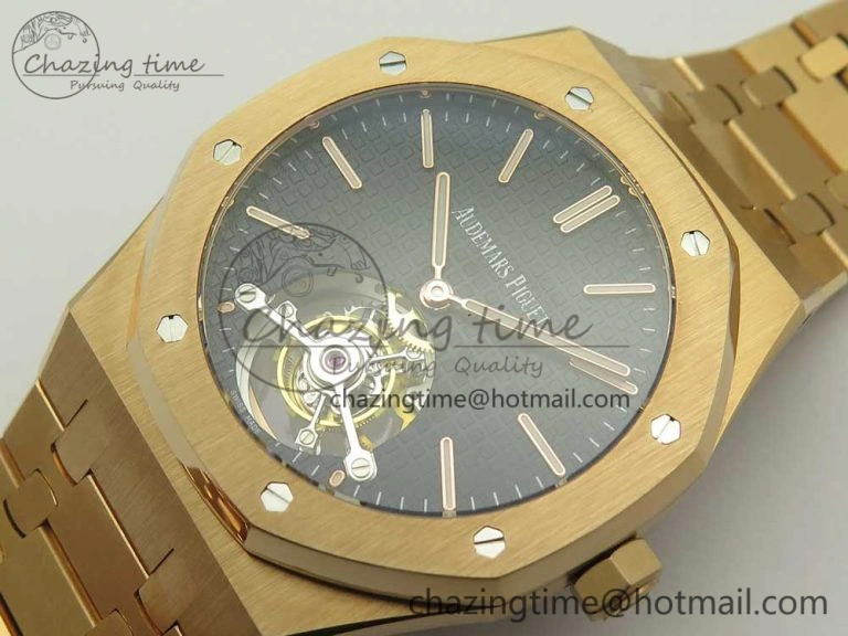 Royal Oak Tourbillon Extra-thin RG JF 1:1 Best Edition Blue Textured Dial on RG Bracelet