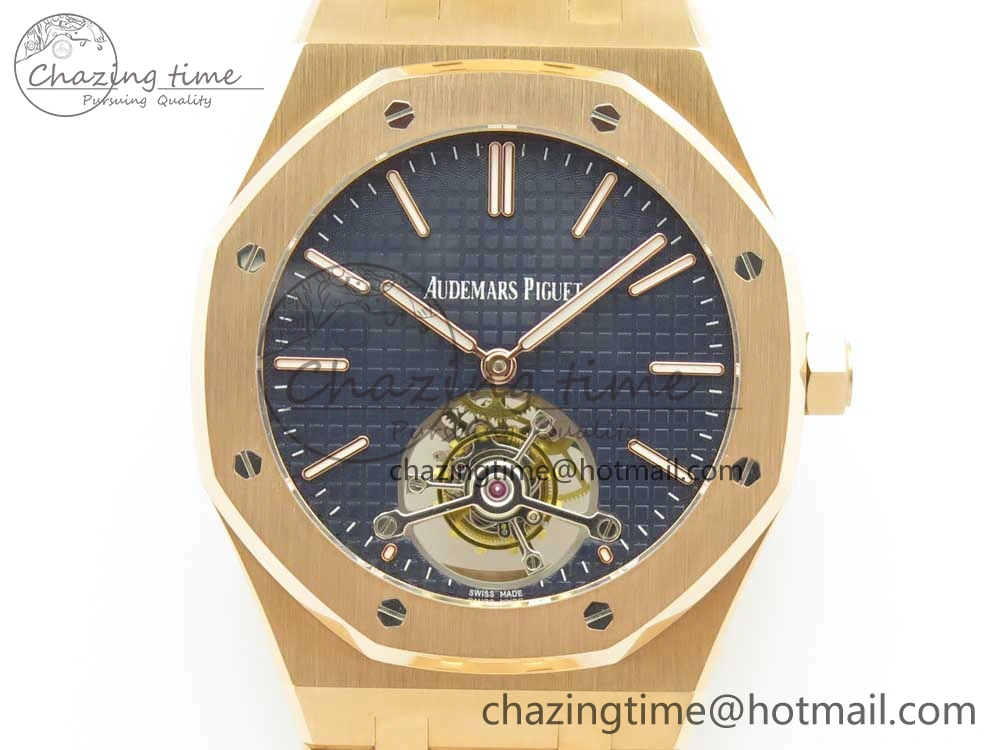 Royal Oak Tourbillon Extra-thin RG JF 1:1 Best Edition Blue Textured Dial on RG Bracelet