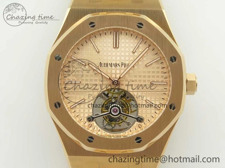 Royal Oak Tourbillon Extra-thin RG JF 1:1 Best Edition RG Textured Dial on RG Bracelet