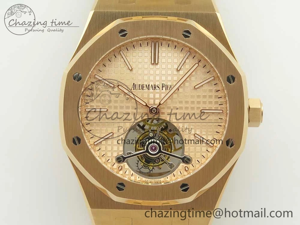 Royal Oak Tourbillon Extra-thin RG JF 1:1 Best Edition RG Textured Dial on RG Bracelet