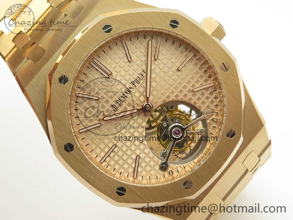 Royal Oak Tourbillon Extra-thin RG JF 1:1 Best Edition RG Textured Dial on RG Bracelet