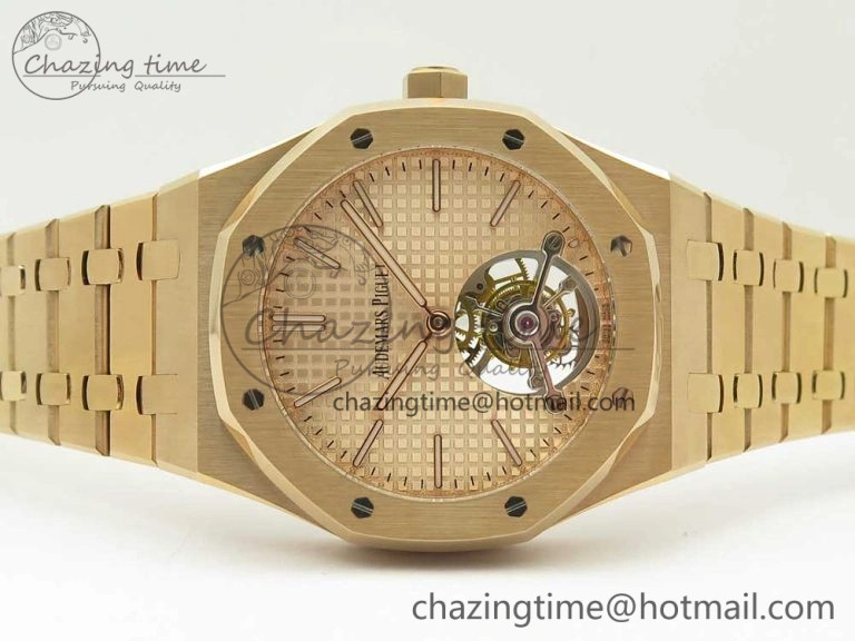 Royal Oak Tourbillon Extra-thin RG JF 1:1 Best Edition RG Textured Dial on RG Bracelet